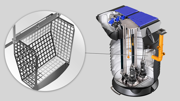 Inlet effluent filter basket lifting station Zenit liftBOX