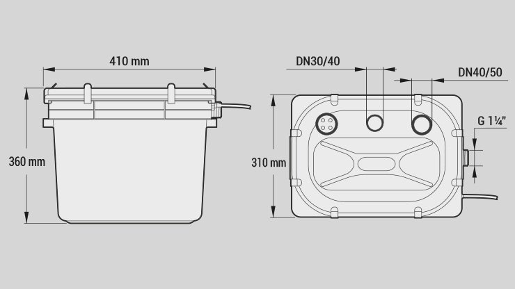 Zenit nanoBOX Series lifting station manual dimensions